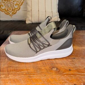 adidas Men’s Olive Green and Black Knit Slip-On Athletic Sneakers